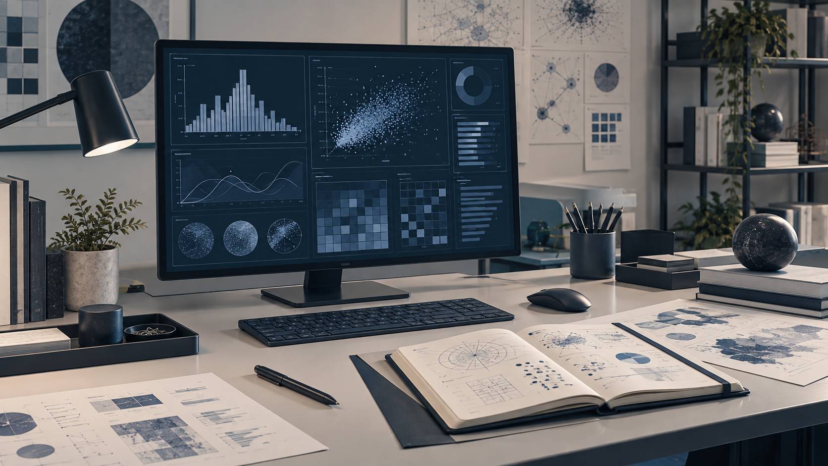 Détail d'une interface d'exploration de données avec graphiques abstraits